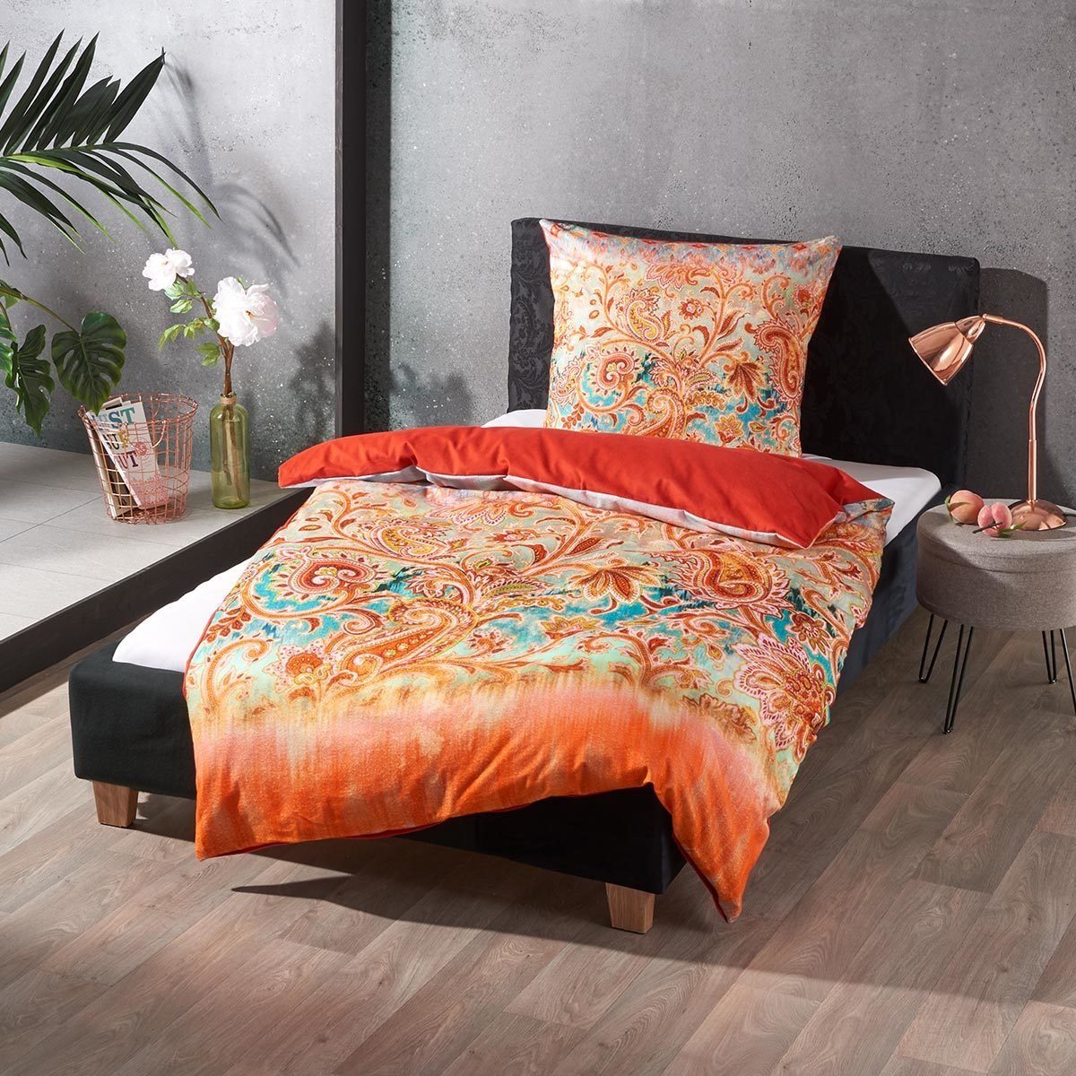 TRAUMSCHLAF Bettwäsche Paisley terra, Flanell, 2 teilig, weicher Flanell mit Digitaldruck