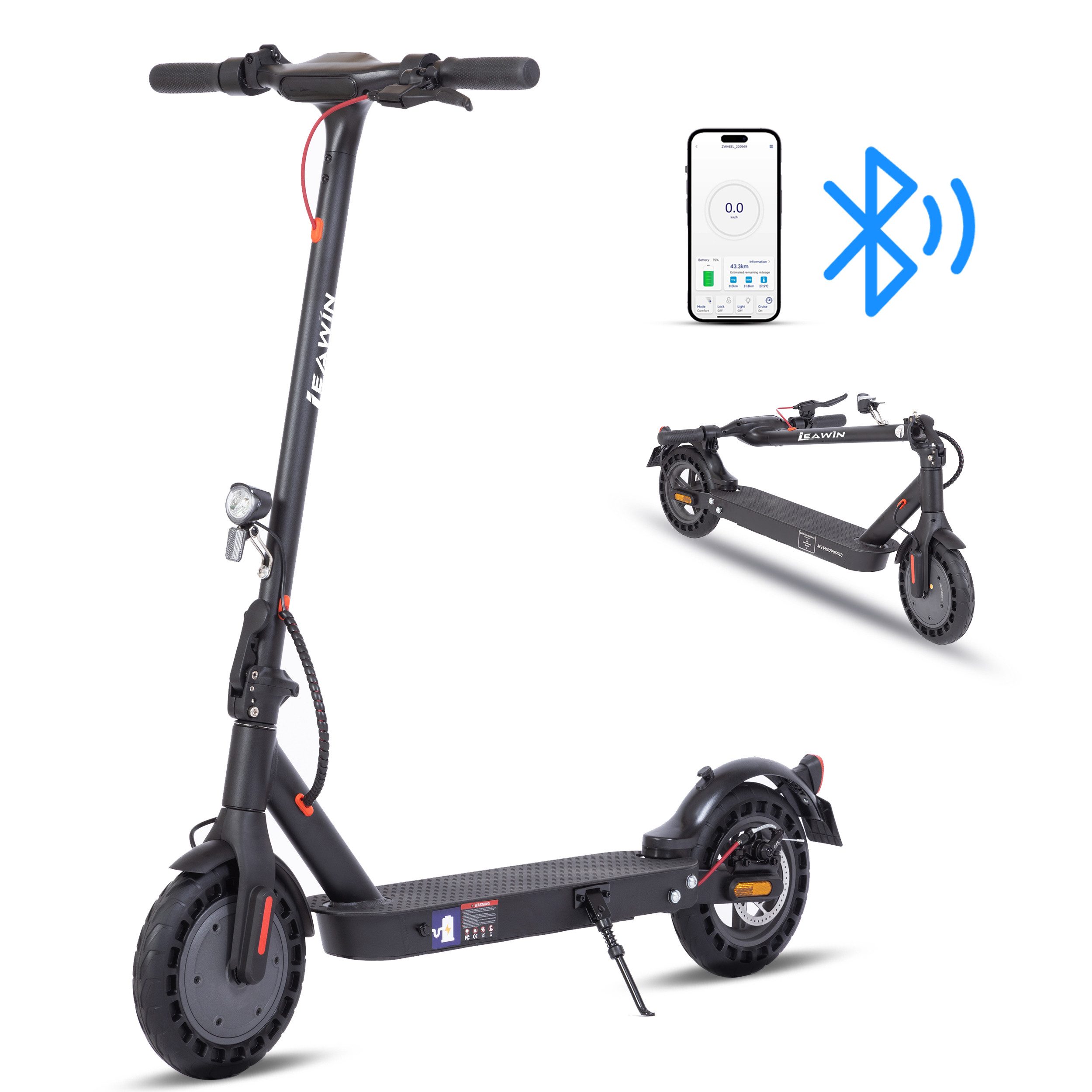 ZWHEEL E-Scooter 10 Zoll klappbarer Elektroroller, Federung, 40km, ABE, App, 500,00 W, 20 km/h, (10-Zoll Wabenreifen, duales Bremssystem), mit Straßenzulassung, bis 120 kg belastbar, E-roller, Stoßdämpfer