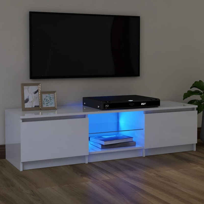 vidaXL TV-Schrank »TV-Schrank mit LED-Leuchten Hochglanz-Weiß 120x30x35,5 cm« (1-St)
