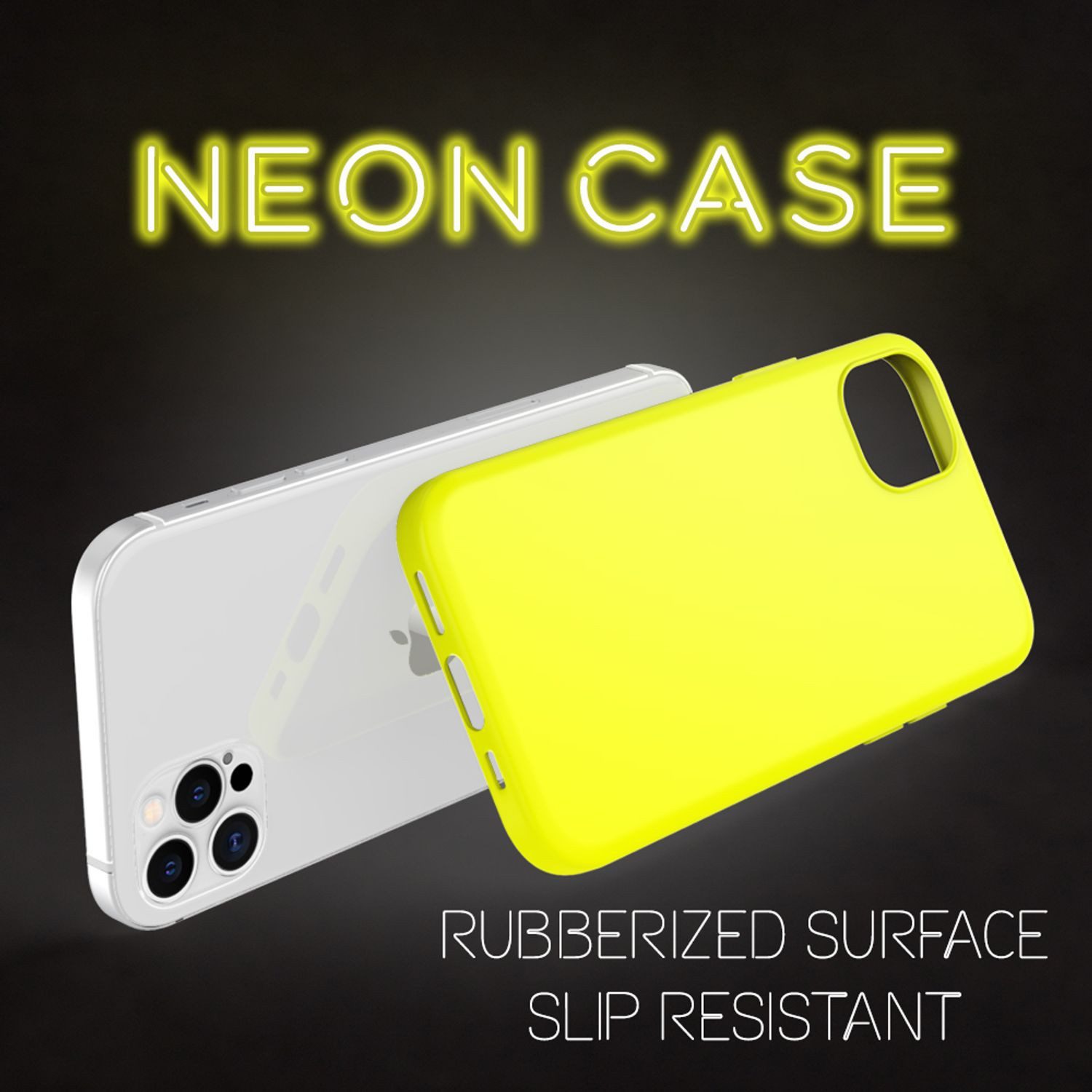 Nalia Smartphone-Hülle Apple iPhone 12 Pro Max 17 cm (6,7 Zoll), Neon Silikon Hülle / Bunt Leuchtend / Rutschfest / Flexibel / Weich