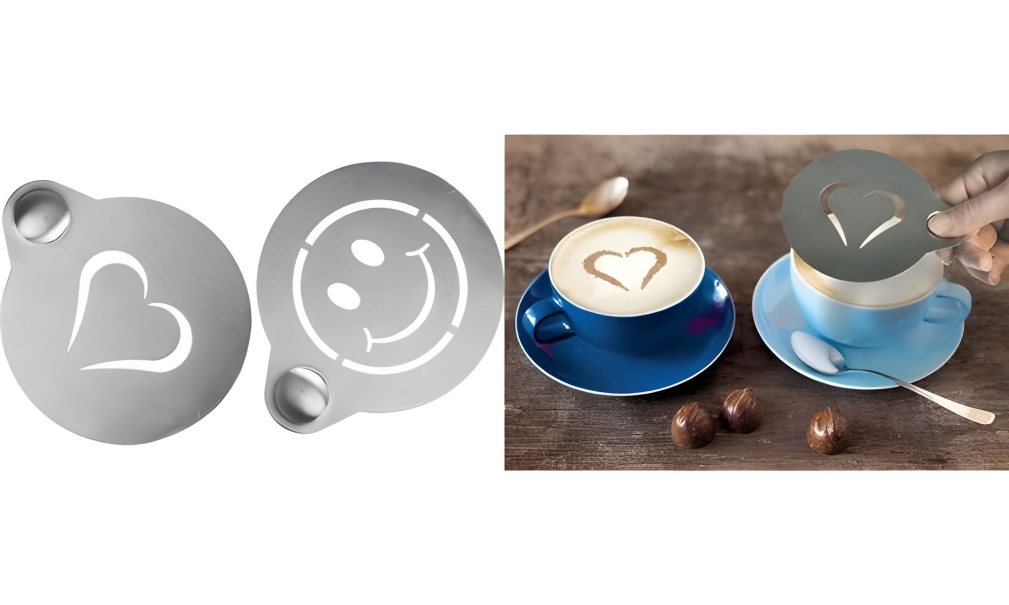 Securit Tafel Securit Kaffeeschablone 2er Set Gesicht-& Herzform - Schablonen aus