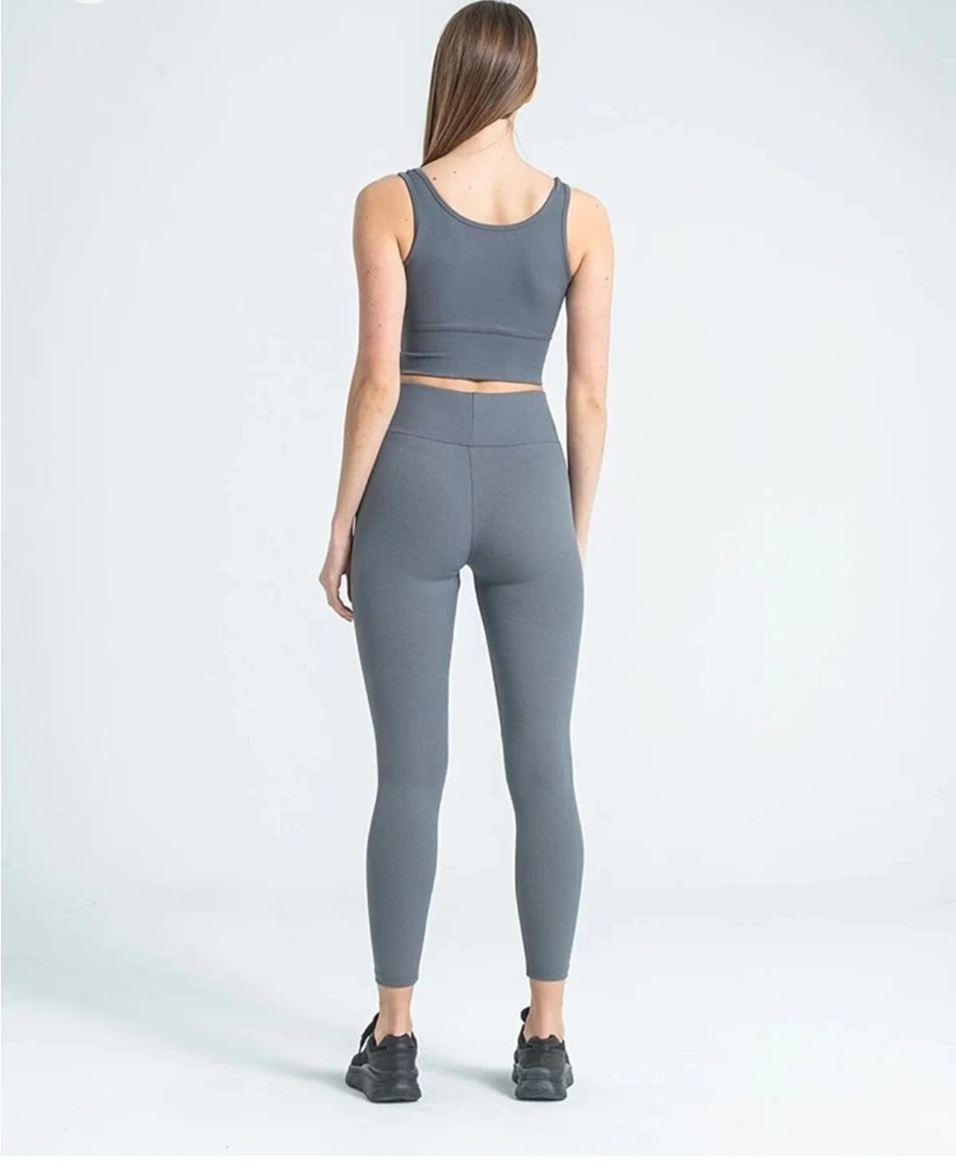 Bund, Taille hoch hohe Modavitrini Baumwolle elastischer Bund Damen Grau hohe Leggings gerippte Taille Leggins Leggings