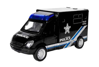 Toi-Toys Modellauto DIENSTWAGEN mit Licht Sound Rückzug Motor Model 05 (Police-Schwarz), Maßstab 1:38, Bus Modellauto Auto Spielzeugauto Spielzeug Geschenk