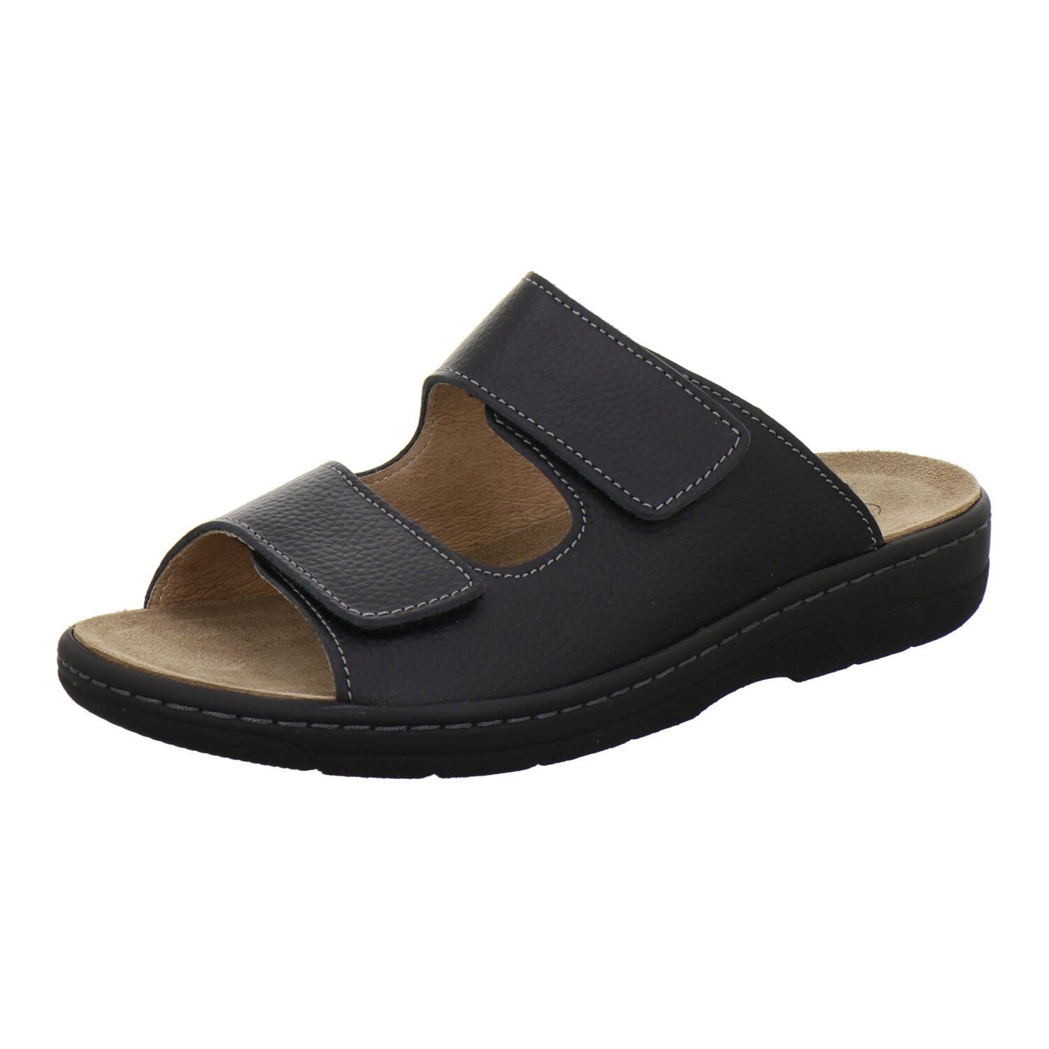 AFS-Schuhe Herren Wechselfußbett Pantolette aus Glattleder mit Klettverschluss und Fußbett, Made in Germany