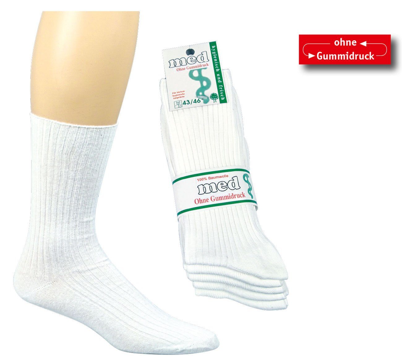 TippTexx 24 Arbeitssocken 10 Paar Arztsocken Schwesternsocken KOCHFEST ohne Gummi 100% Baumwolle (10 Paar)