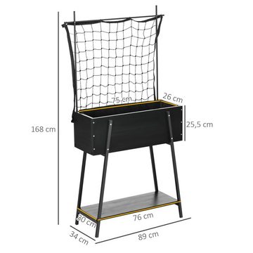 Outsunny Hochbeet mit Rankgitter, Blumenkasten mit Ablage, Massivholz, Schwarz (Set, 1 St., Wetterbeständige Anzuchtbeet für Terrasse, Balkon, Hinterhof), 89L x 34B x 168H cm