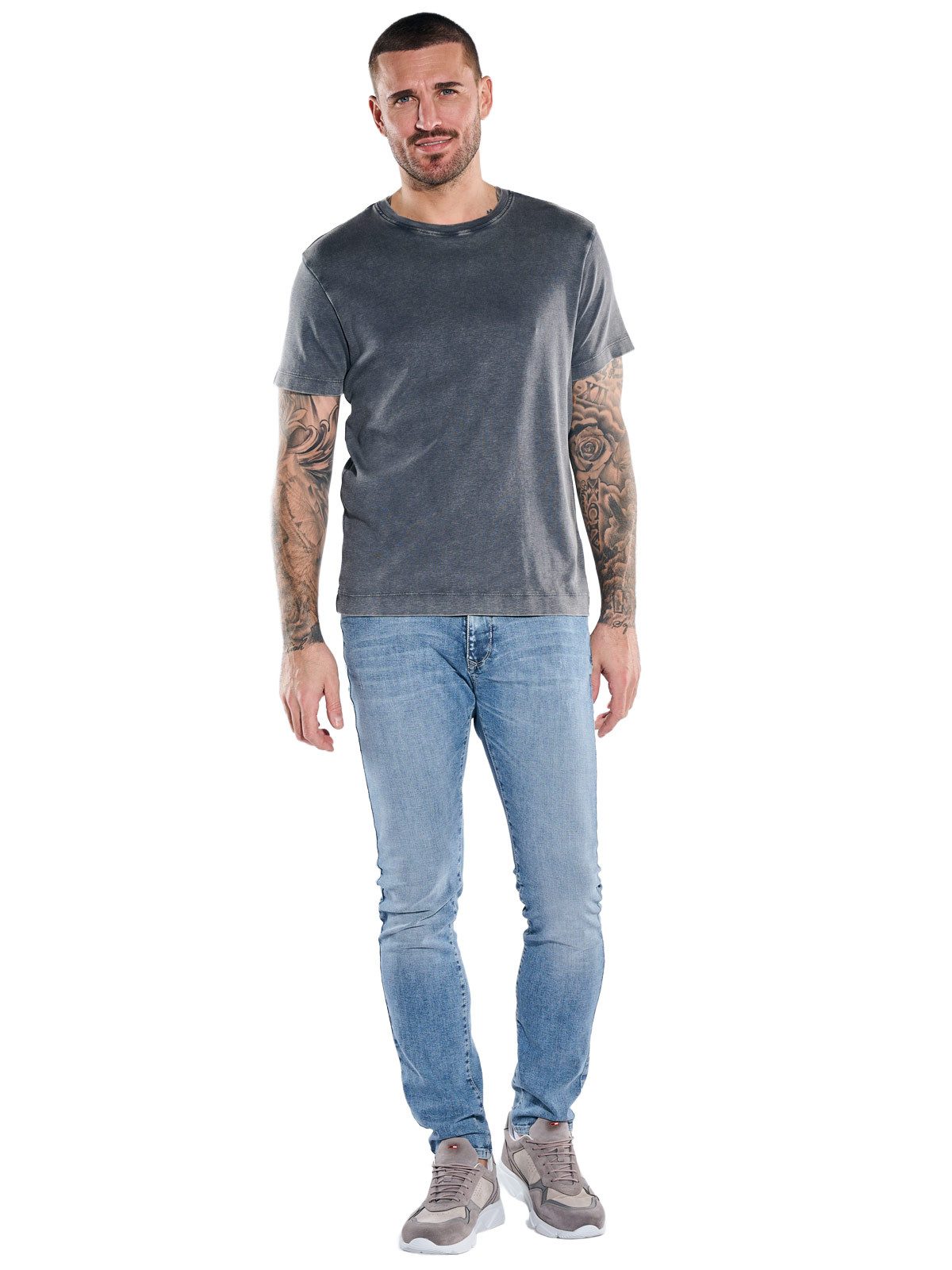 emilio adani T-Shirt Herren T-Shirt mit Rückenprint, Anthrazit