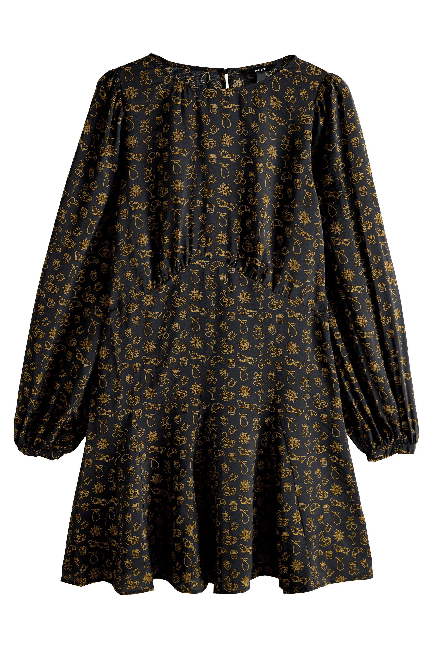 Minikleid Langarm-Minikleid mit A-Linien-Form