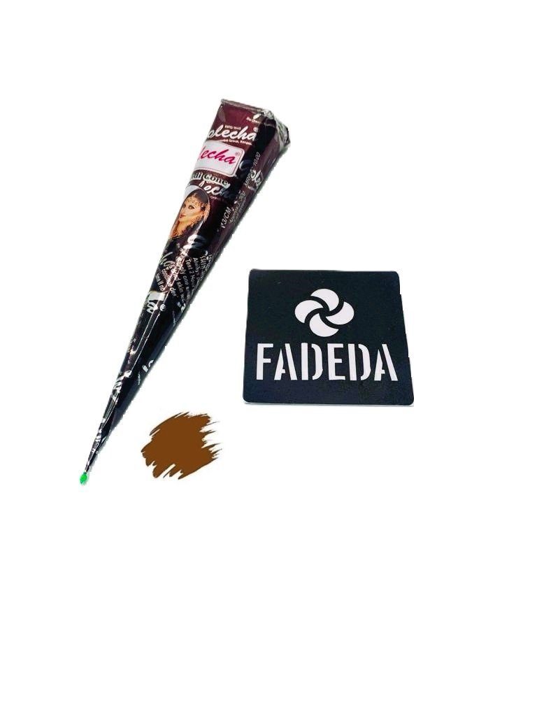 FADEDA Schmuck-Tattoo 1x FADEDA Natural Henna Paste Cones Kegel (Natur-Braun), No PPD, 25g, 1 Stück einzeln, VEGAN, HALAL, 100% Bio