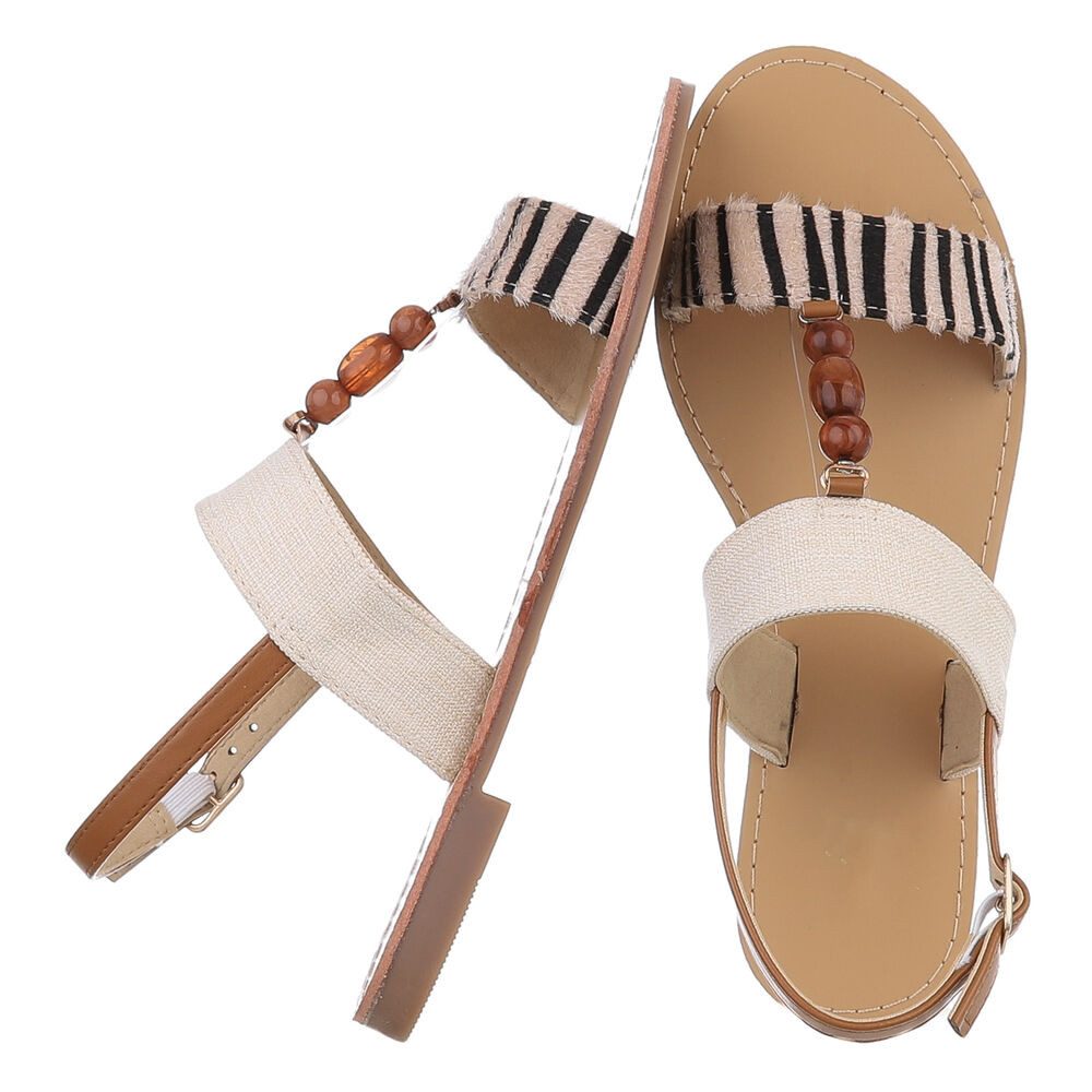 Ital-Design Modische Damen Sandalen mit Holzperlen günstig online kaufen