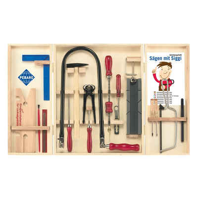 Pebaro Kinder-Werkzeug-Set Laubsäge-Set im Holzschrank Unser Klassiker mit Stahlwerkzeugen, 402S