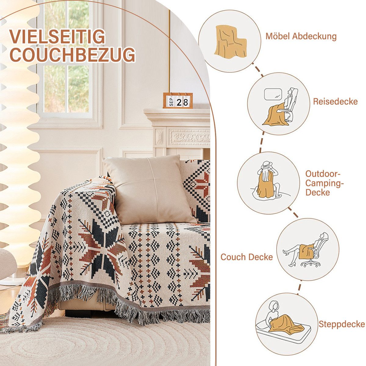 RWEUOQ Sofabezug Sofa überwurfdecke mit Quasten, günstig online kaufen