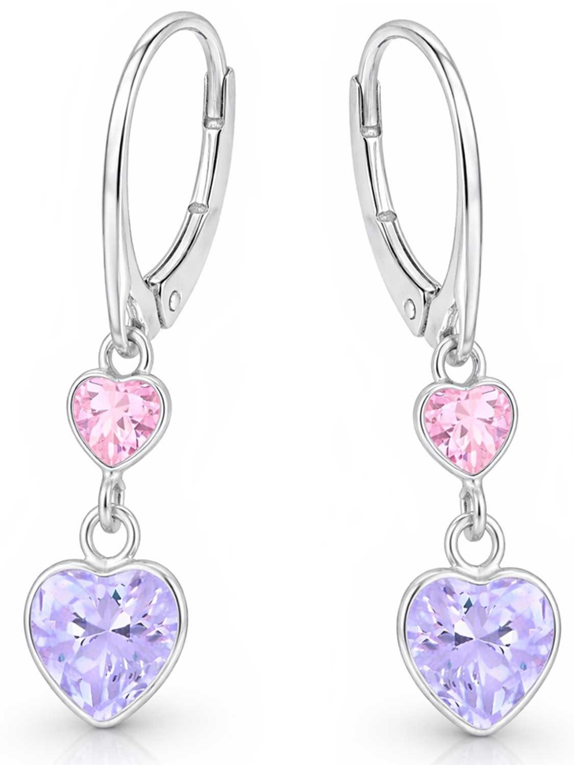 Paar Ohrhänger Zirkonia Herz Herzchen Brisur Ohrringe aus 925 Sterling Silber