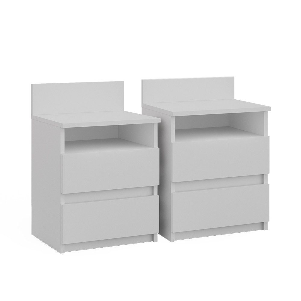 Nachtschrank Monty, Weiß, 39.6 x 59.1 cm 2er Set