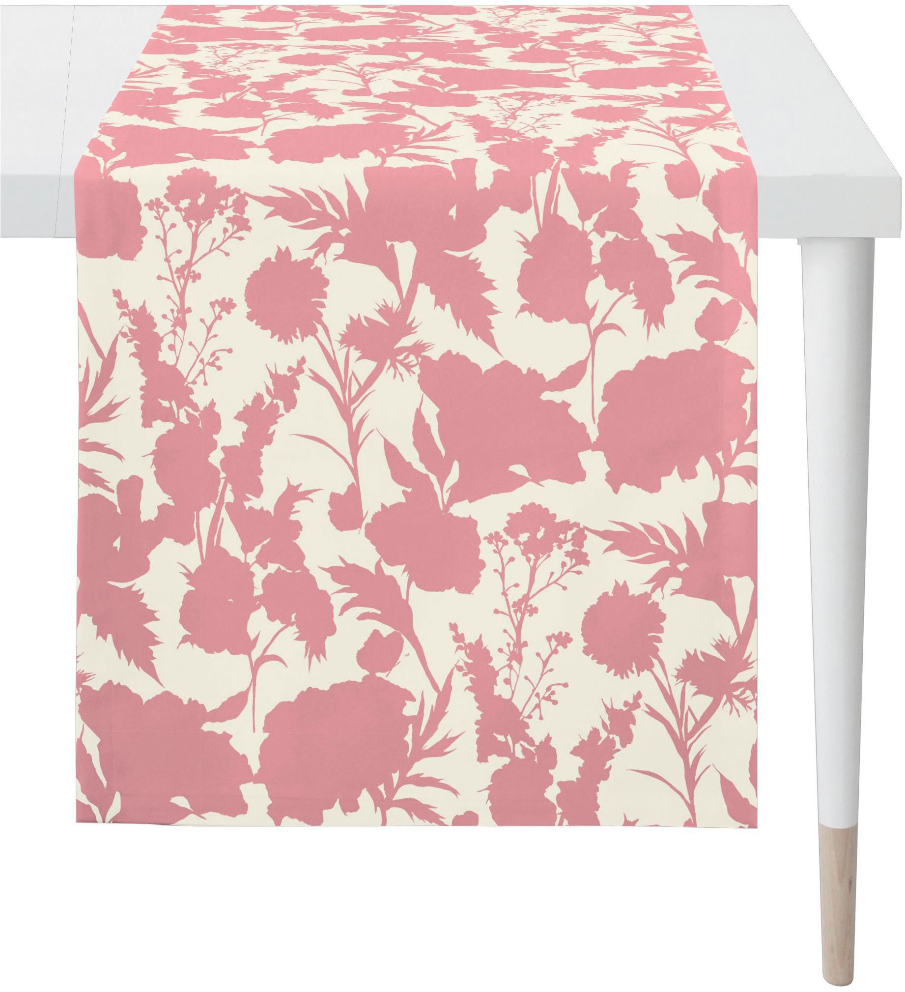 APELT Tischdecke 7002 (1-tlg), Stilisierte Sommerblüten als Faux-Uni all-over