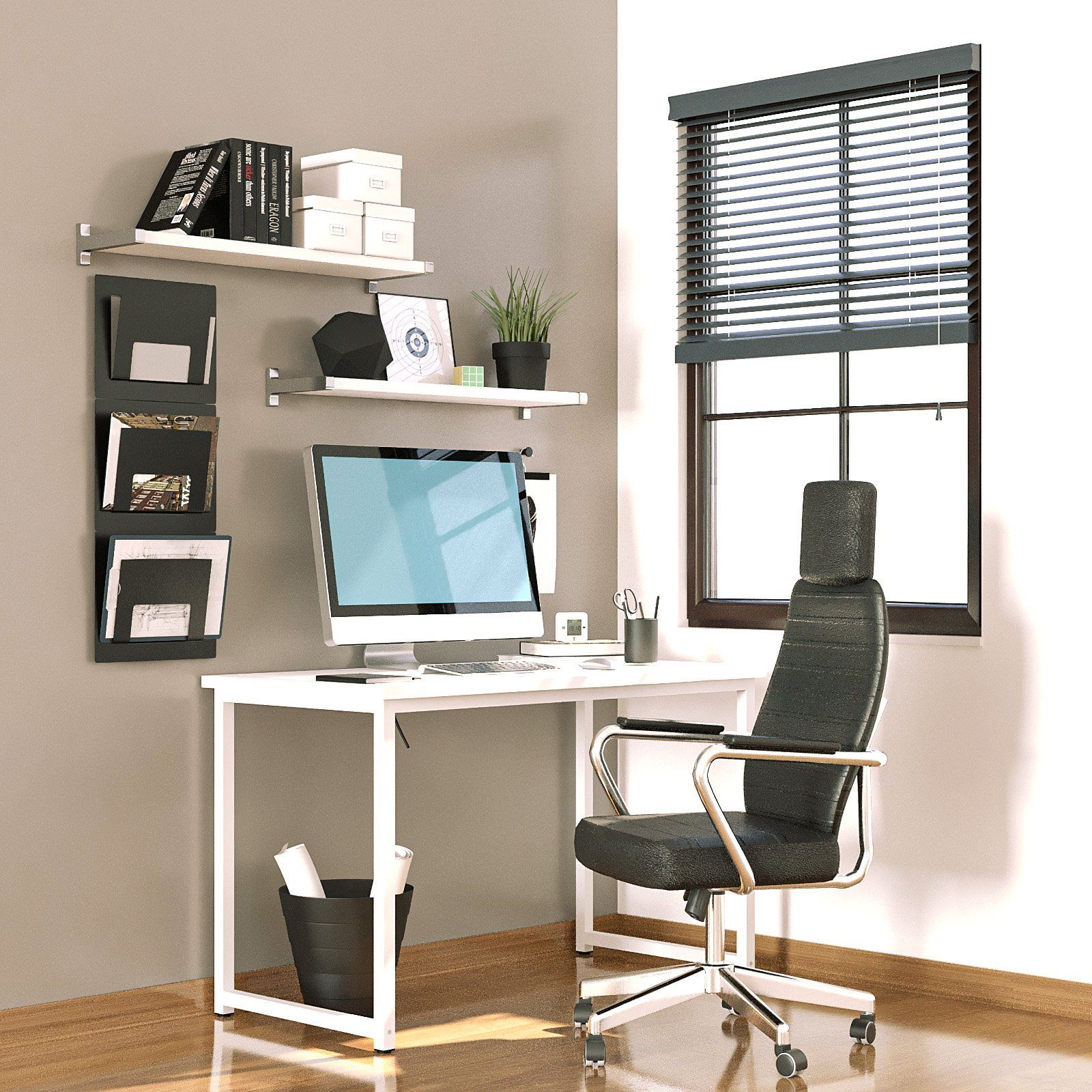 SVITA Schreibtisch UNI (1-St., Weiß Weiß Weiß 1 | 120x60 Weiß (bxT), Arbeitstisch, Metall-Gestell, Tisch), 