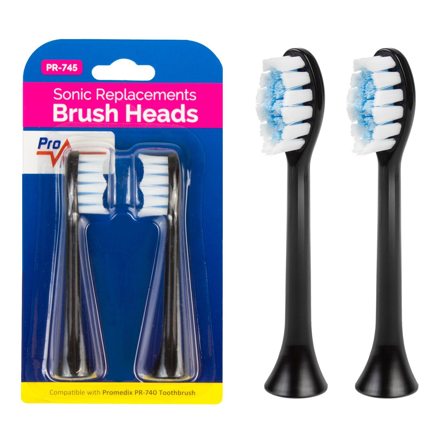 Promedix Aufsteckbürsten PR-745, 2x Ersatzbürsten-Set für Promedix PR-740/PR-750