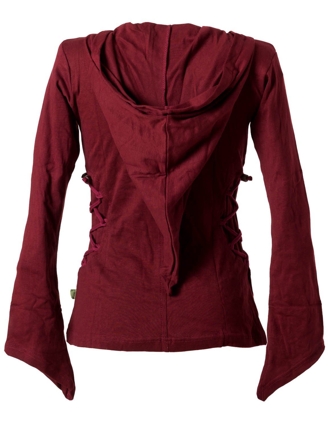 Vishes Kapuzenshirt Elfenshirt Zipfelkapuze und Bändern zum Schnüren Ethno, Hoody, Gothik Style