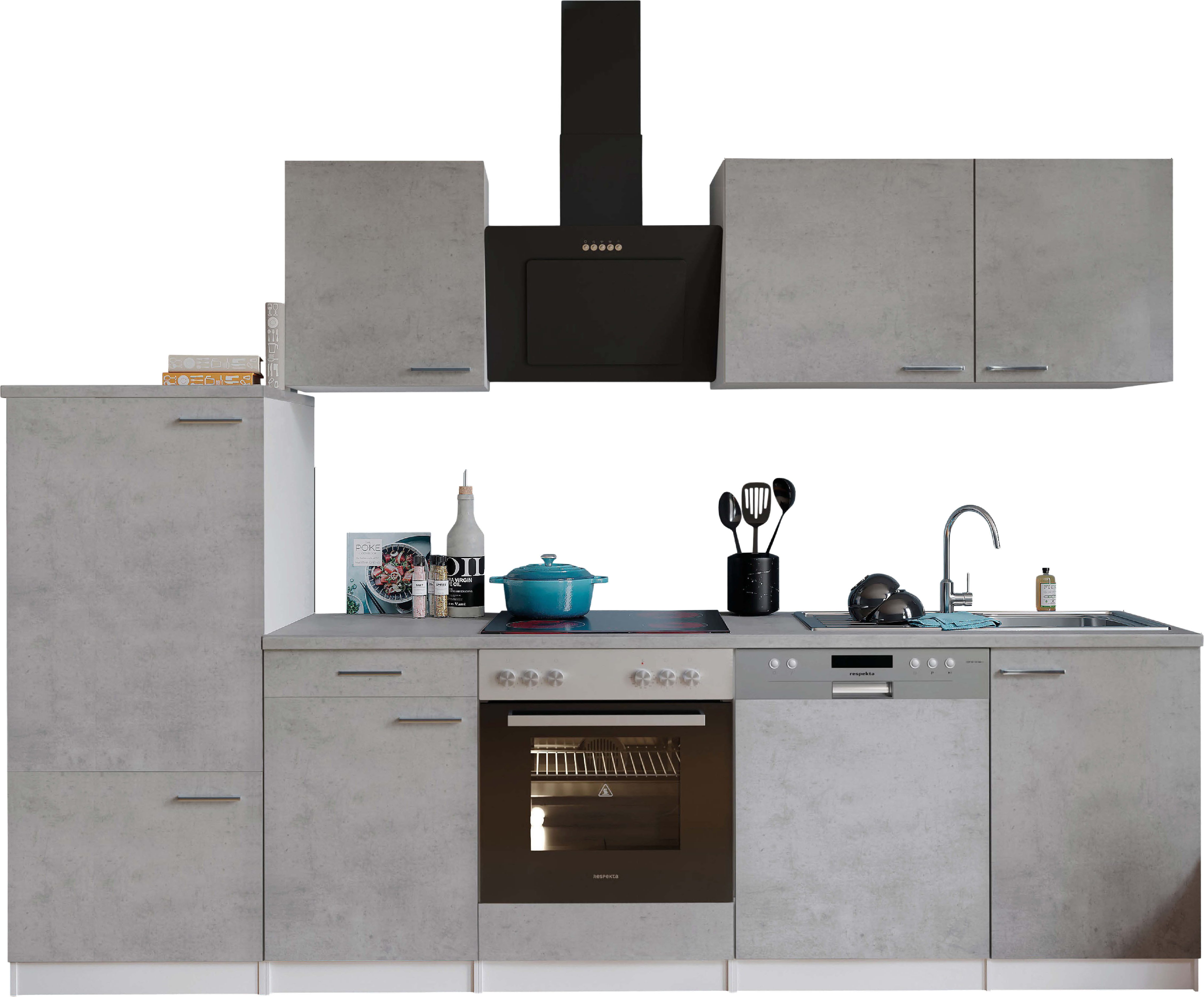 RESPEKTA Küchenzeile Malia, Breite 280 cm, 85 cm Arbeitshöhe, in exklusiver Konfiguration für OTTO