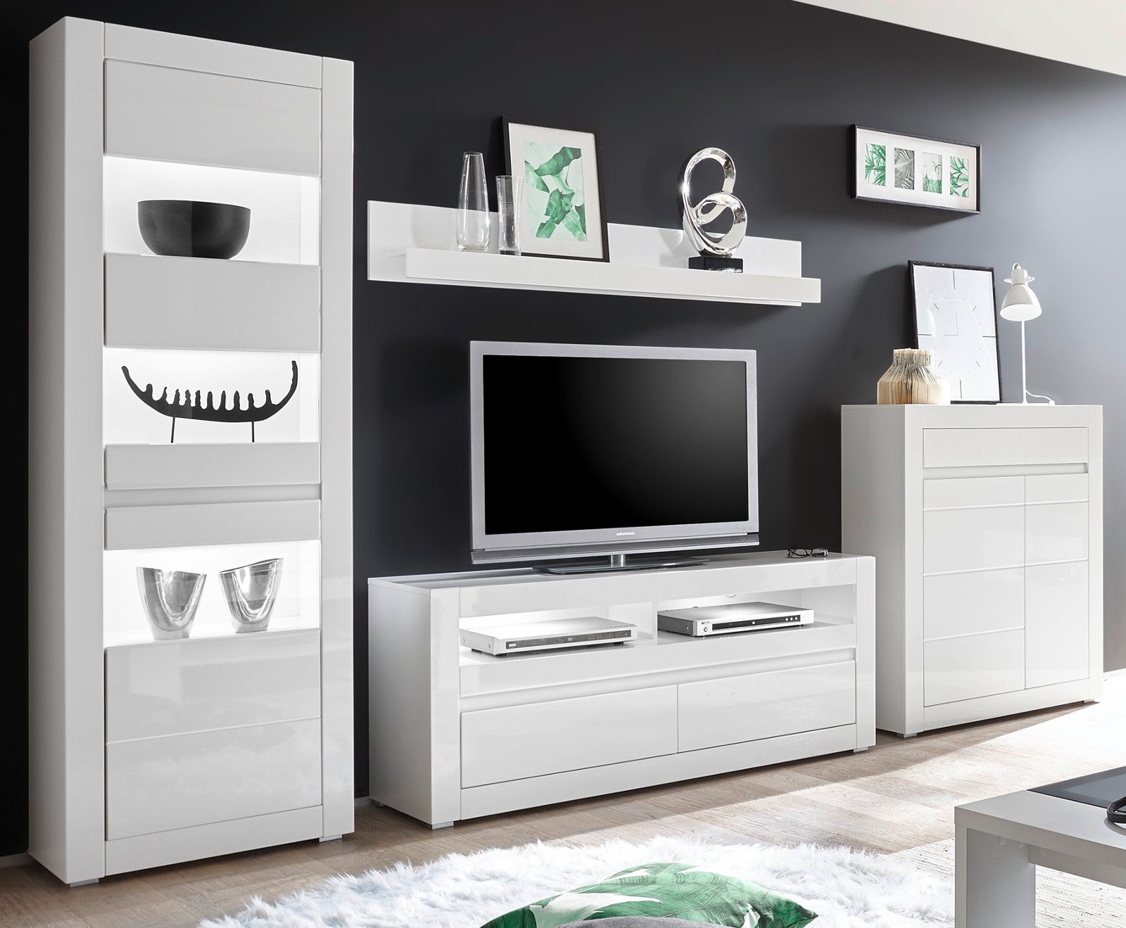 Furn.Design Wohnwand Nobile, (Wohnzimmer Set 4-teilig günstig online kaufen