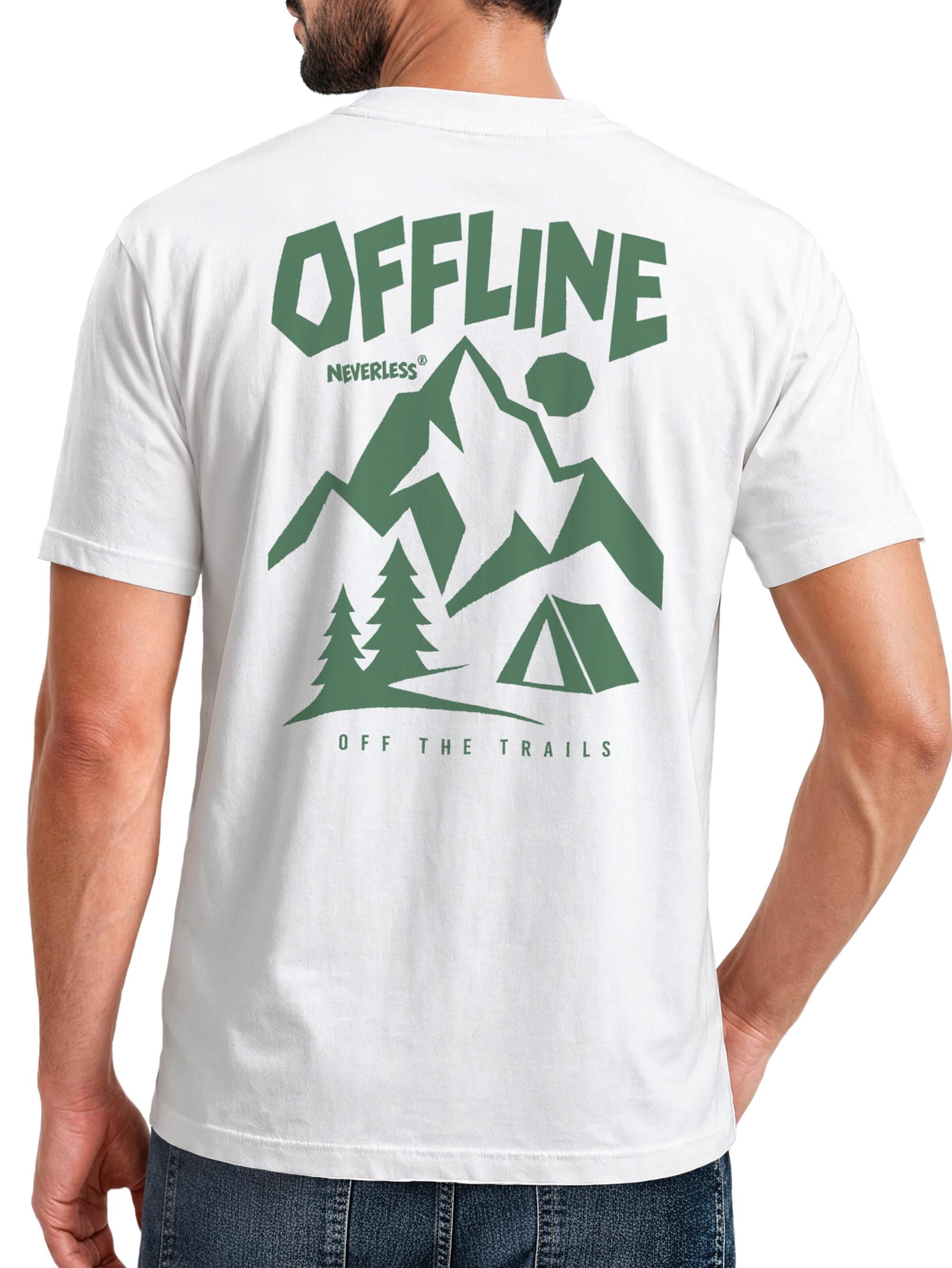 Neverless Print-Shirt Herren T-Shirt Backprint - Berge Aventure Design - Baumwollshirt mit Print