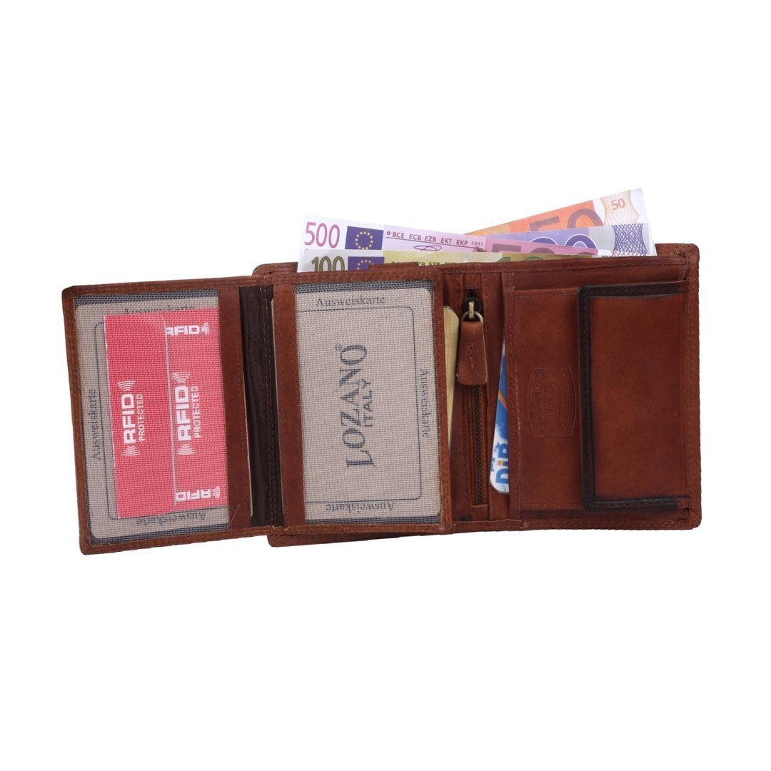 RFID SHG Herren Portemonnaie, Schutz Brieftasche Leder Münzfach Büffelleder mit Börse Lederbörse Männerbörse Geldbörse