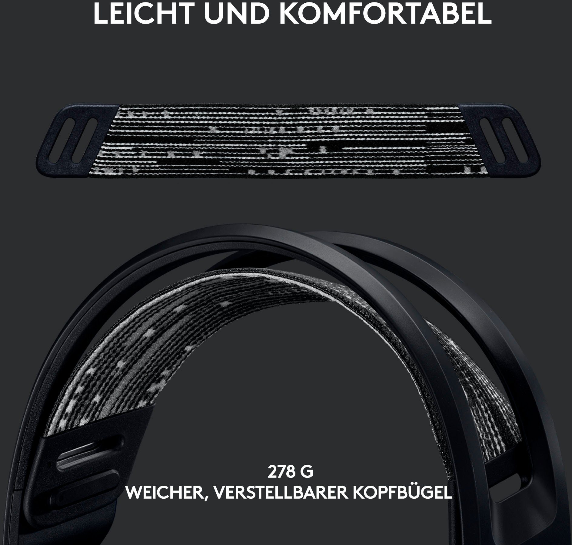 Logitech G G733 schwarz Gaming-Headset abnehmbar, RGB (Mikrofon Wireless (WiFi) WLAN LIGHTSPEED