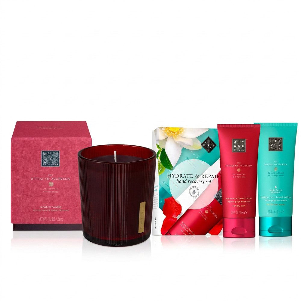 Rituals Duftkerze Rituals Ayurveda Duftkerze und Handpflege Geschenk Set., Harmonisches Ayurveda Duo aus Duftkerze und Handpflege