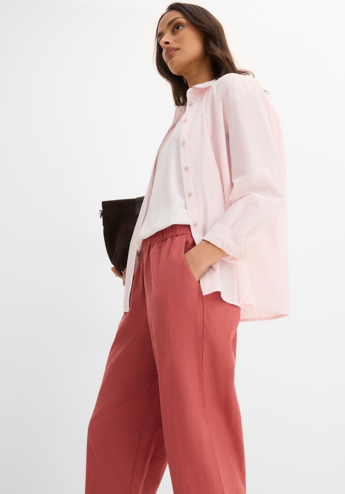 bonprix 3/4-Hose aus Leinen-Mix, mit Seitenschlitzen, Regular Fit, casual Stil