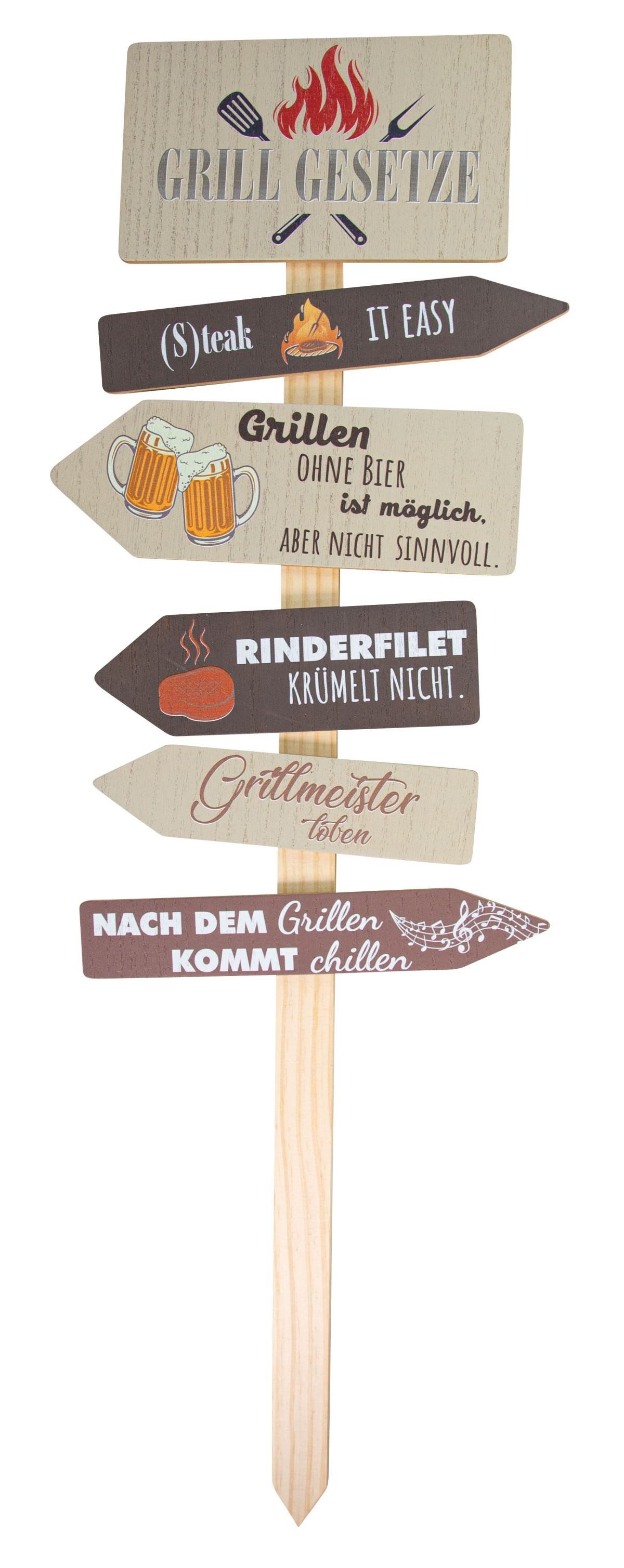 RIFFELMACHER & WEINBERGER Dekoobjekt Riffelmacher Holz-Dekostecker Grillgesetze, 25x80