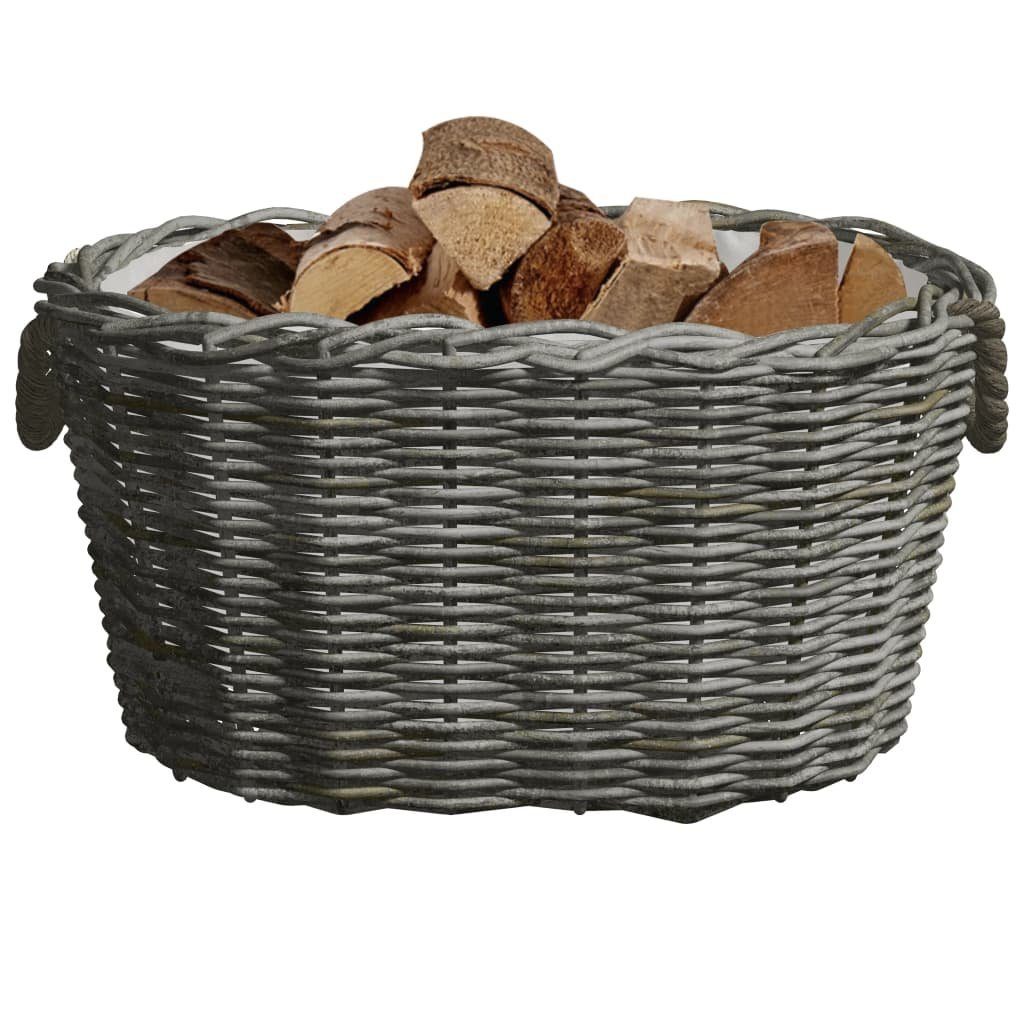vidaXL Kaminholzkorb Holzkorb mit Tragegriffen 60x40x28 cm Grau Weide