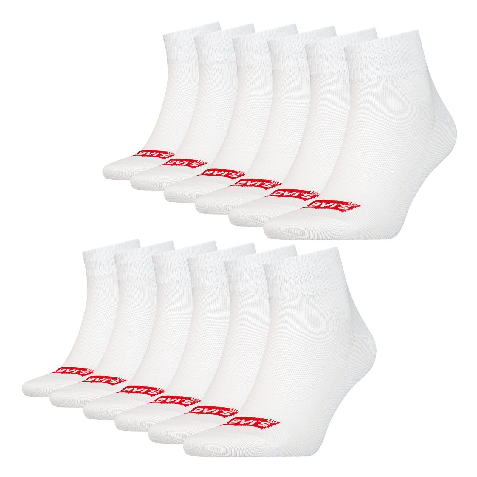 Levi's® Kurzsocken Mid Cut Batwing Logo Socks (6-Paar) mit seitlichen Belüftungslinien