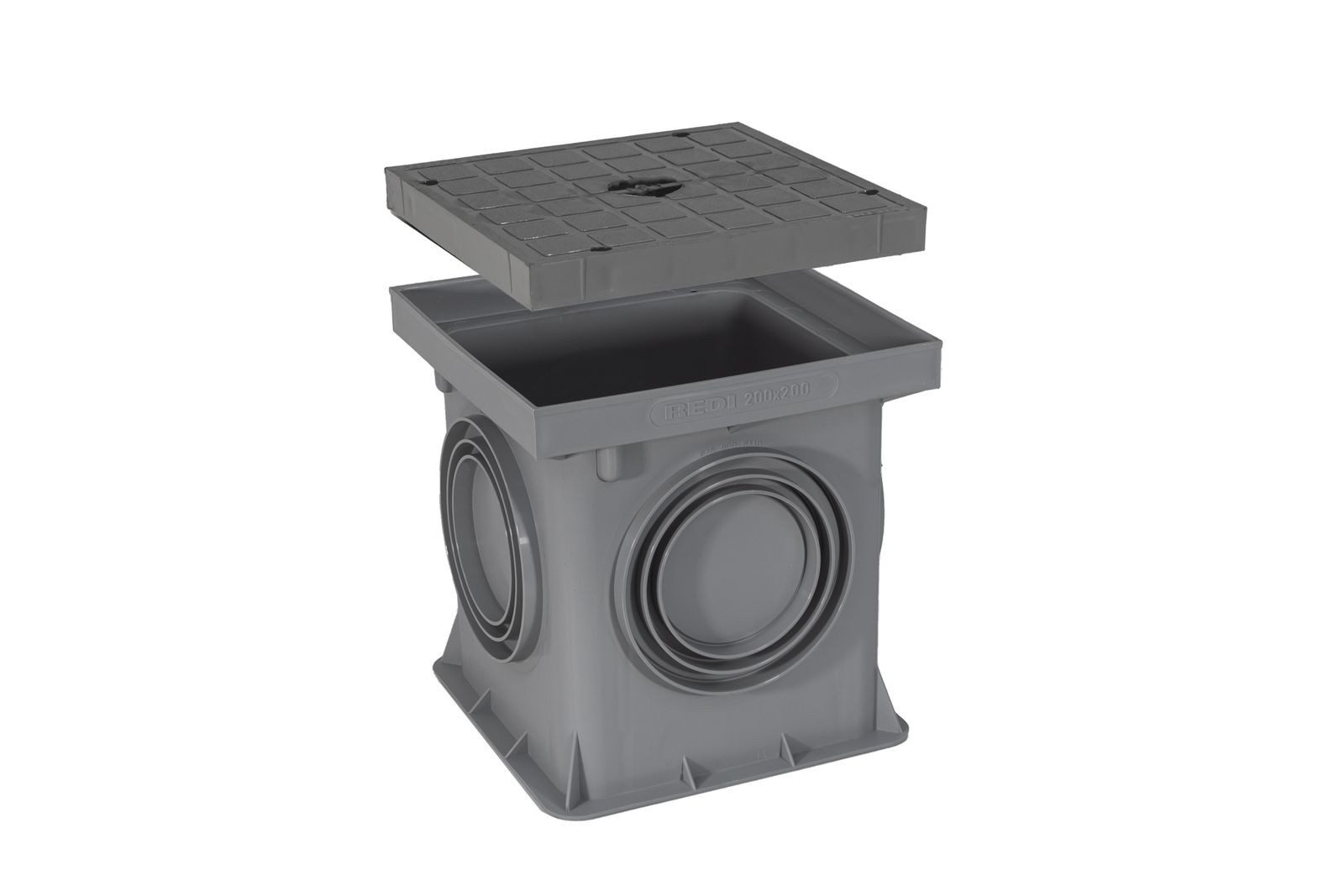 Marley Deutschland GmbH Erdschacht 200x200mm Einlaufschacht ohne Boden + Schachtdeckel, 20x20x20 cm, 2-St., laugen- und säurebeständig, begehbar