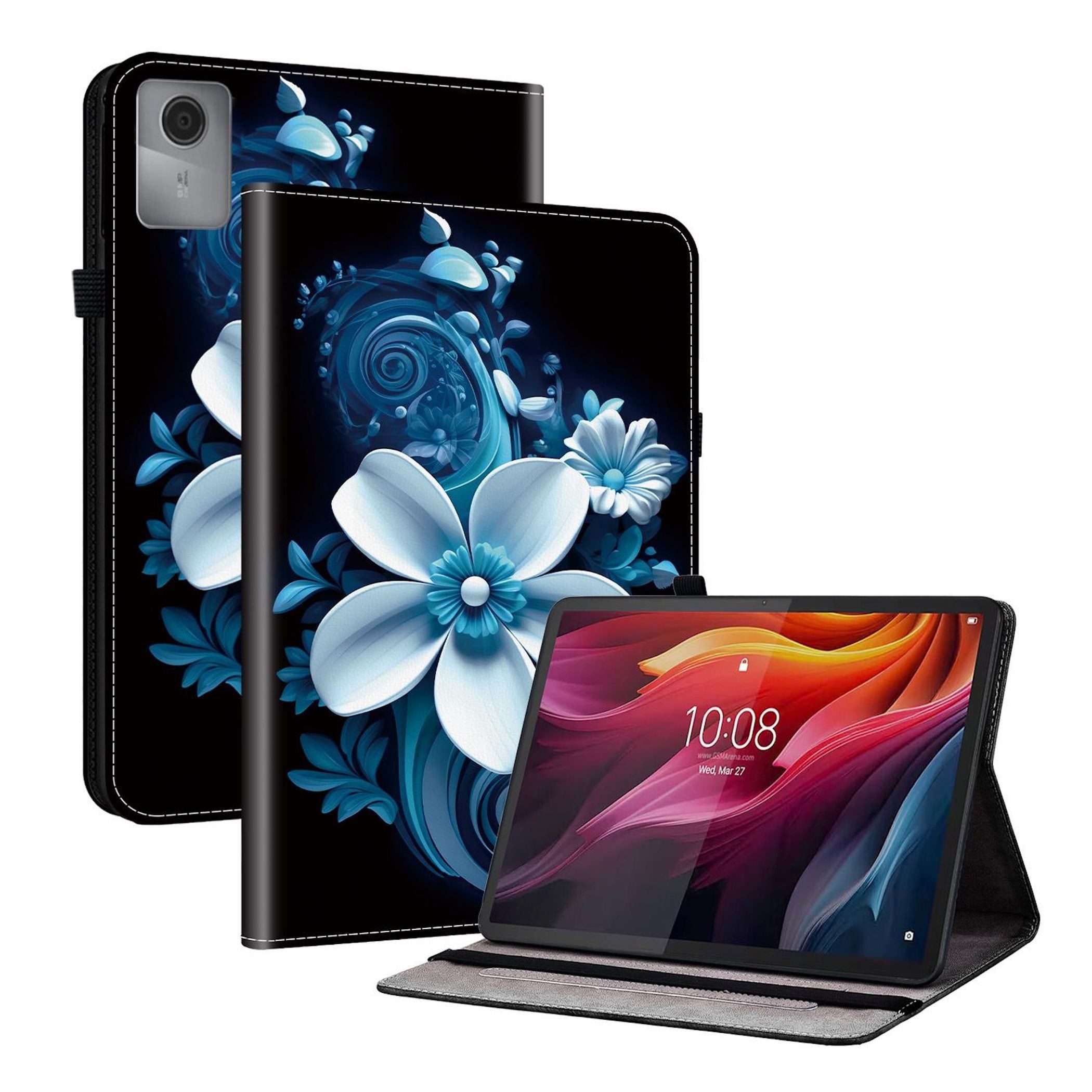 Wigento Tablet-Hülle Für Lenovo Idea Tab 11" Crystal Textur Kunstleder Motiv Schutzhülle, Kunstleder Tablet Hülle mit Stifthalte und Standfunktion
