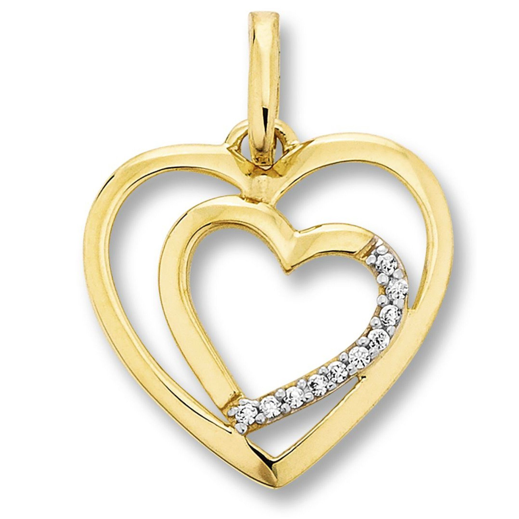 ONE ELEMENT Herzkette Halskette - Herzkette mit Zirkonia Herz und Anhänger aus 333, Zart & emotional – ein Geschenk, das von Herzen kommt