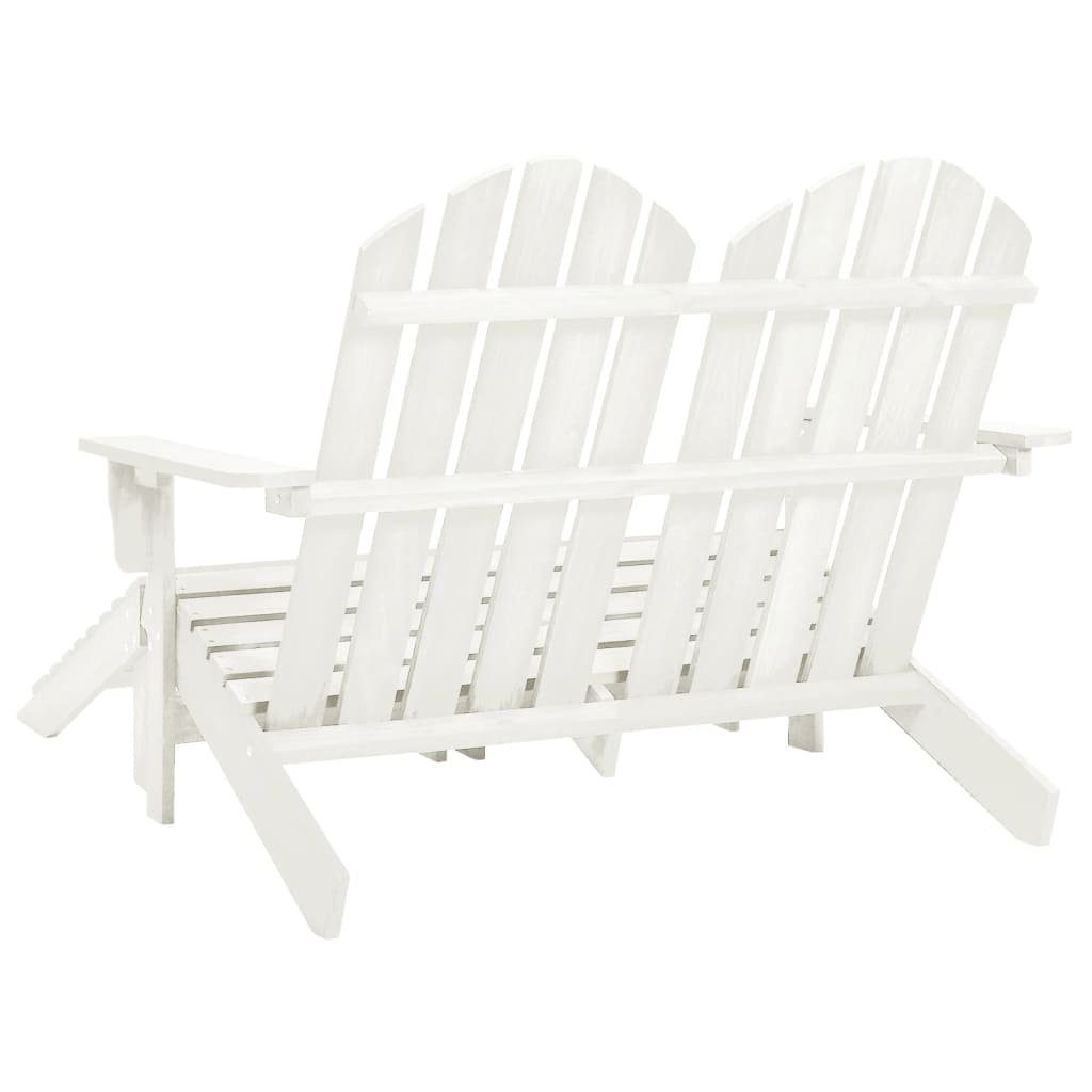 Weiß vidaXL Weiß (1 Weiß Fußstütze mit Gartenstuhl Tannenholz | St) Adirondack-Gartenbank 2-Sitzer