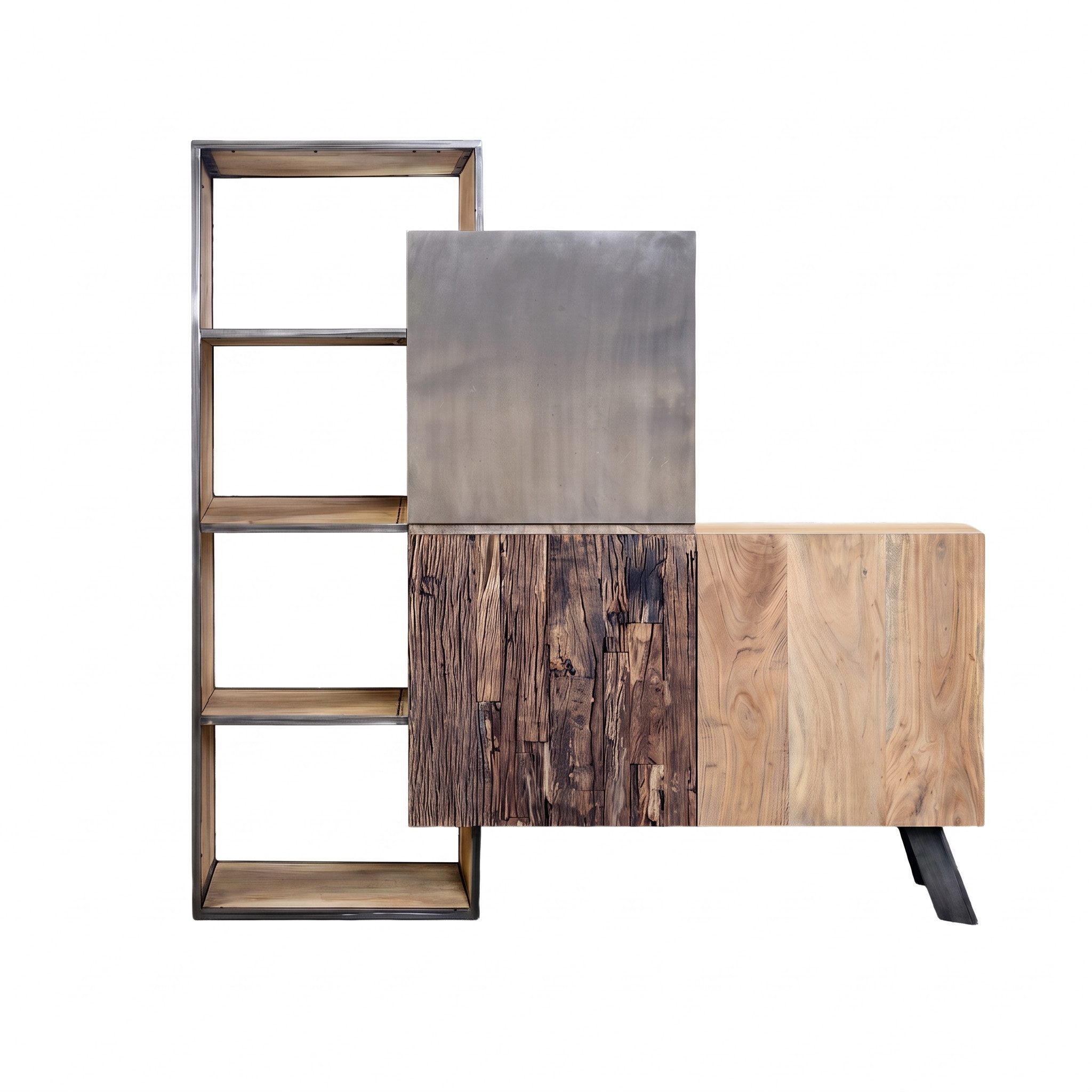 WOLF MÖBEL Drehtürenschrank CITY Highboard mit 3 Türen / Regal / Licht (165x160x40) LED-Beleuchtung