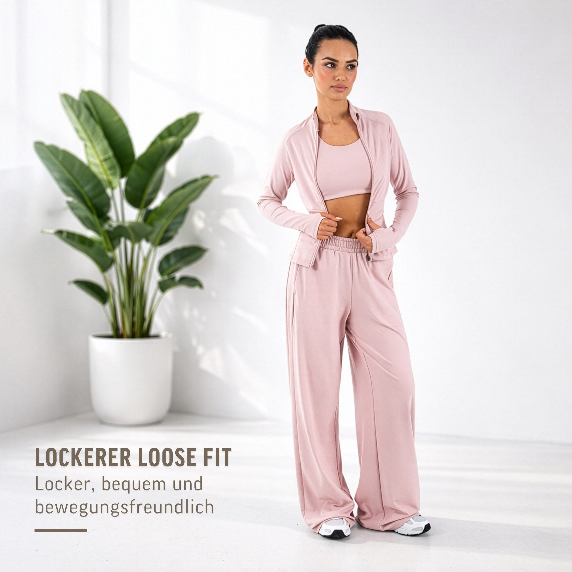 Smilodox Jogginghose Jora, Loose Fit Damen, Trainingshose mit High-Waist & Wide-Leg weiches Material, weites Bein, Baggy Fit, Gym & Homewear