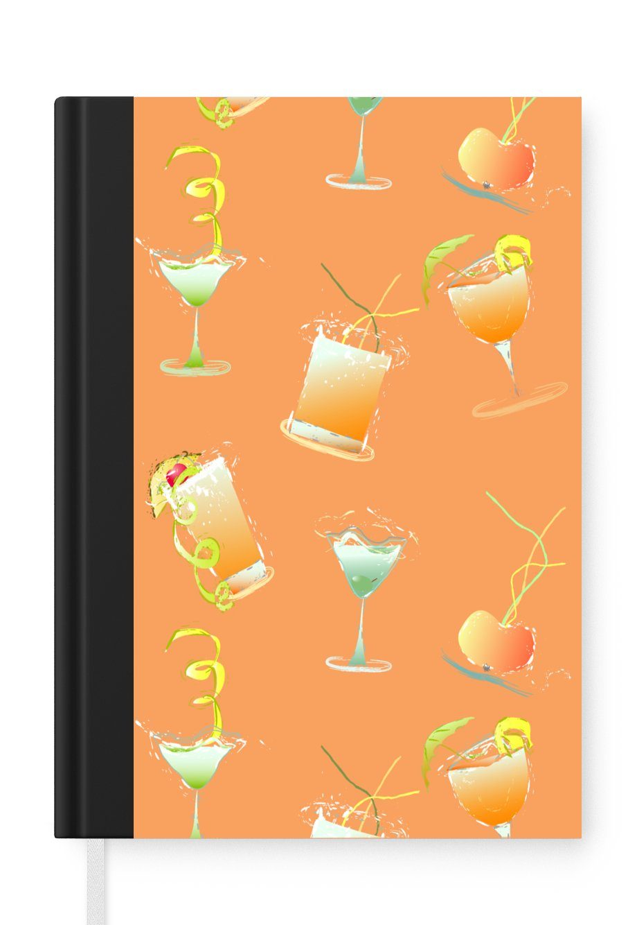 MuchoWow Notizbuch Cocktail - Orange - Entwurf, Journal, Merkzettel, Tagebuch, Notizheft, A5, 98 Seiten, Haushaltsbuch