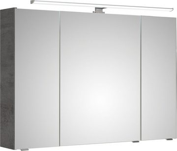 Saphir Badezimmerspiegelschrank Quickset 945 Badschrank, 3 Spiegeltüren, 6 Einlegeböden, 105 cm breit inkl. LED-Beleuchtung, Türdämpfer, Schalter-/Steckdosenkombination