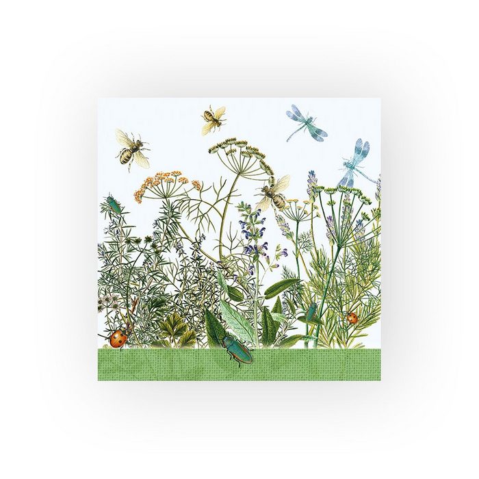 Ambiente Papierserviette Feldblumen und Insekten (20 St) 33 cm x 33 cm