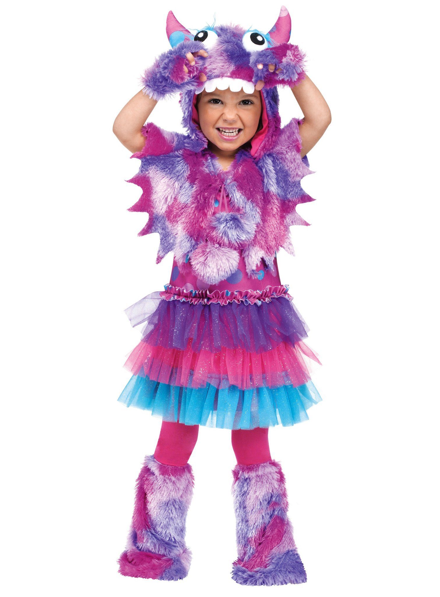 Fun World Kostüm Flauschiges Grummel-Monster violett, Das süßeste Monster  weit und breit – tolle Kostümidee zu Hallowee