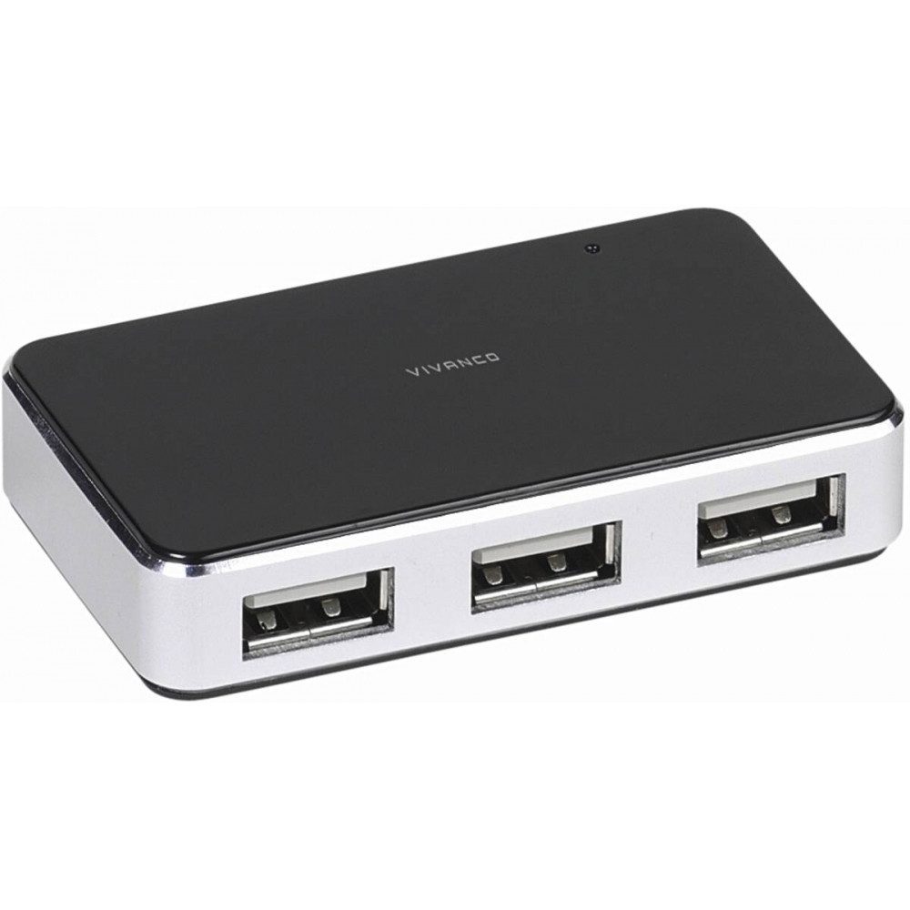 Vivanco IT-USBHUB4PWR USB-Hub Schwarz-Silber USB-Stick