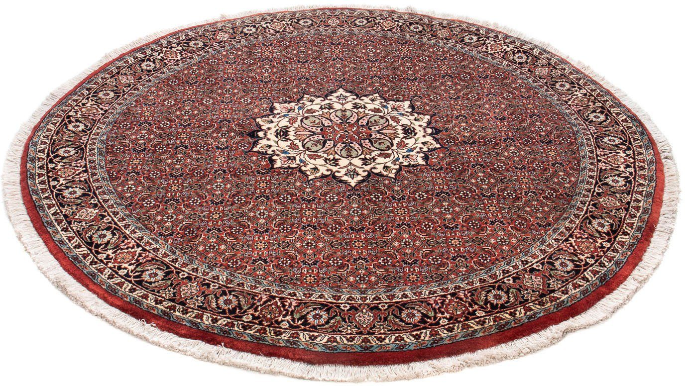 Orientteppich Perser - Bidjar rund - 158 x 158 cm - dunkelrot, morgenland, rund, Höhe: 15 mm, Wohnzimmer, Handgeknüpft, Einzelstück mit Zertifikat | Kurzflor-Teppiche