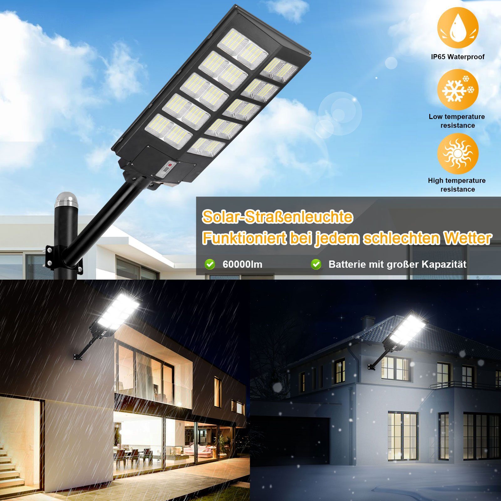 MUPOO LED Außen-Wandleuchte LED Solarlampen 40000-80000lm,LED Weiß Bewegungsmelder, LED Straßenlaterne,420/560/700pcsLED, Solar Dämmerung Feststehend IP65 Morgengrauen, zum mit LED Straßenlaterne,6500K Solar