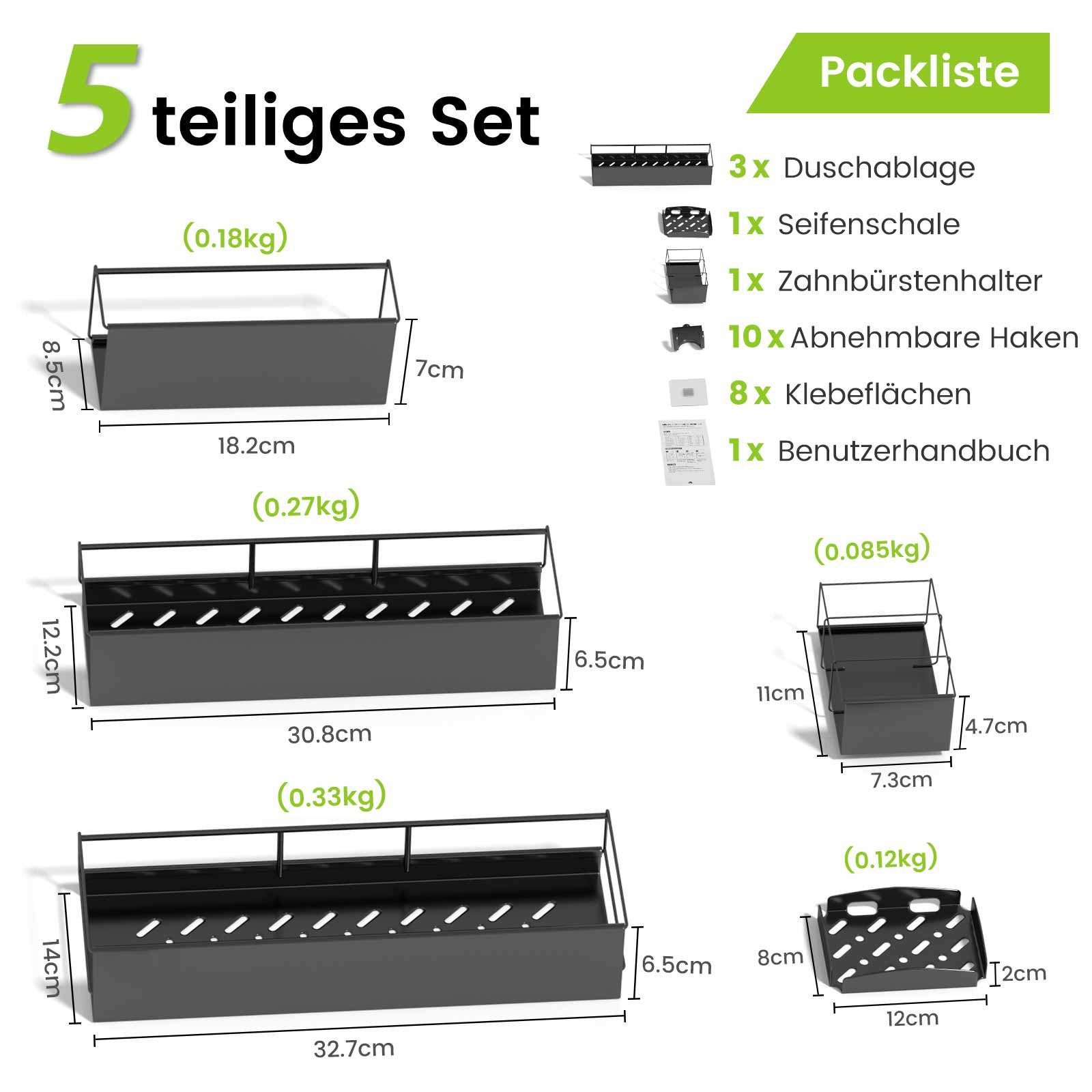 Elegear Duschablage 5er Set duschablage ohne bohren, Edelstahl Badezimmer R günstig online kaufen