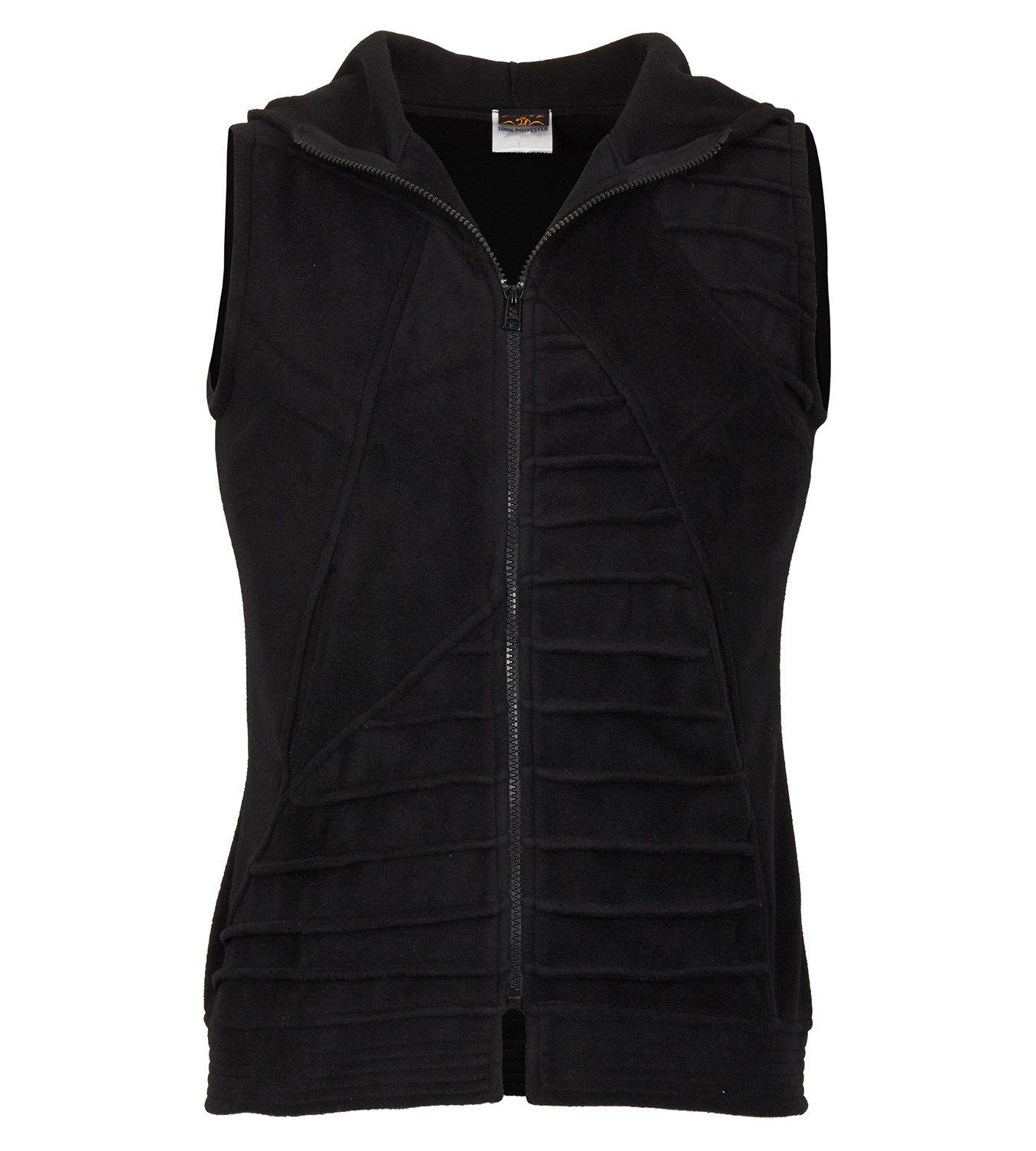 KUNST UND MAGIE Fleeceweste Unisex Psy Goa Fleeceweste Fleece Hippie Weste Gilet Hoodie schwarz