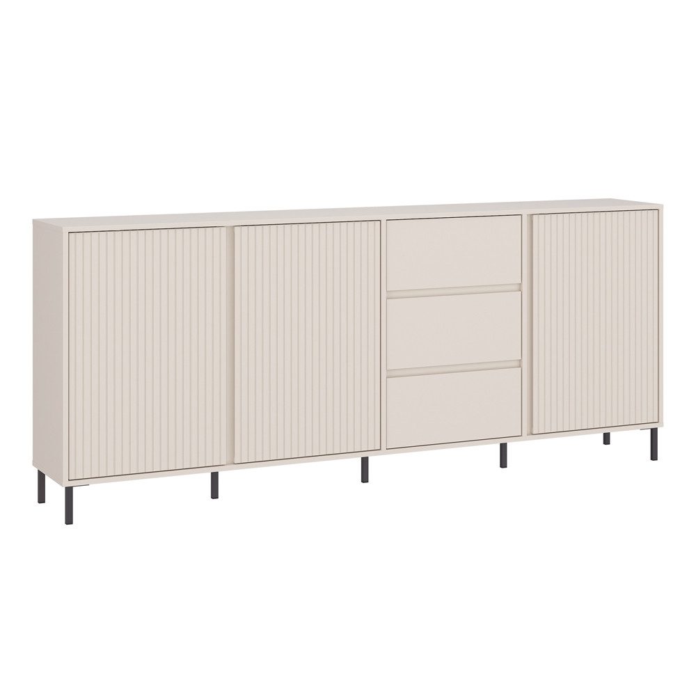 Lomadox Sideboard AMELIA-129, Kommode 212 cm Kaschmir mit Rillen 3 Türen 3 günstig online kaufen