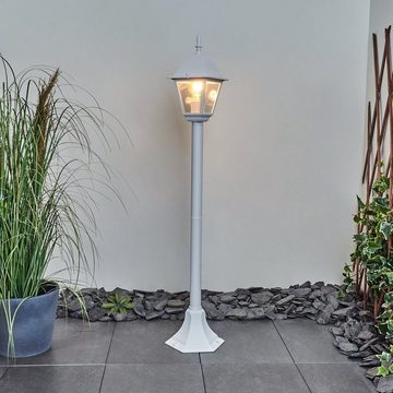 hofstein Pollerleuchte Wegeleuchte aus Metall/Glas in Weiß/Klar, ohne Leuchtmittel, Außenleuchte, Gartenbeleuchtung IP44, 1x E27, ohne Leuchtmittel