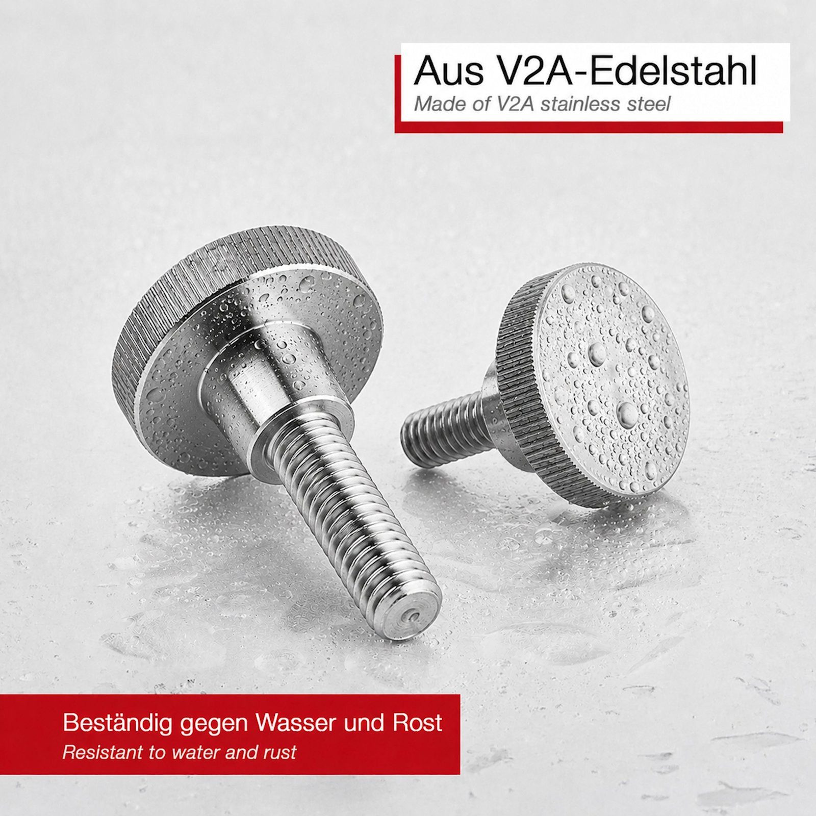SO-TECH® Schraube Rändelschrauben M3-M10 DIN 464 Edelstahl V2A (SS304), (10 St), M6 x 30 mm, hohe Ausführung mit Schaft